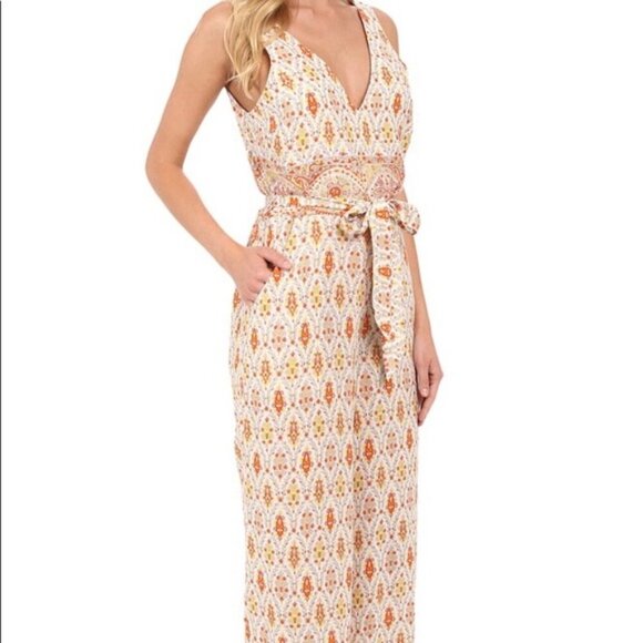Sanctuary Orange and Cream Melody Jumpsuit - Size XS - Picture 1 of 6